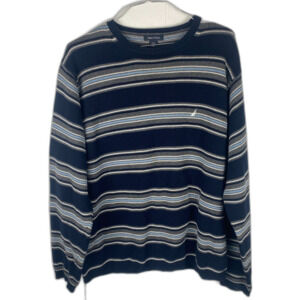 Vintage Nautica Knit Pullover Sweater Men's XL Oversized Baggy Striped Sweater